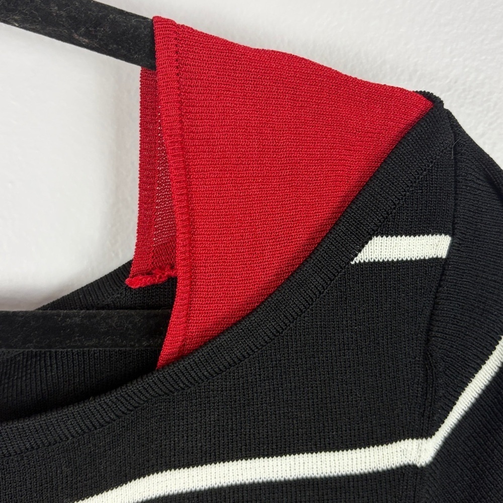 Rossi Classic Striped 3/4 Sleeve Boat Neck Nylon Blend Knit Top XL Black White - Picture 7 of 13